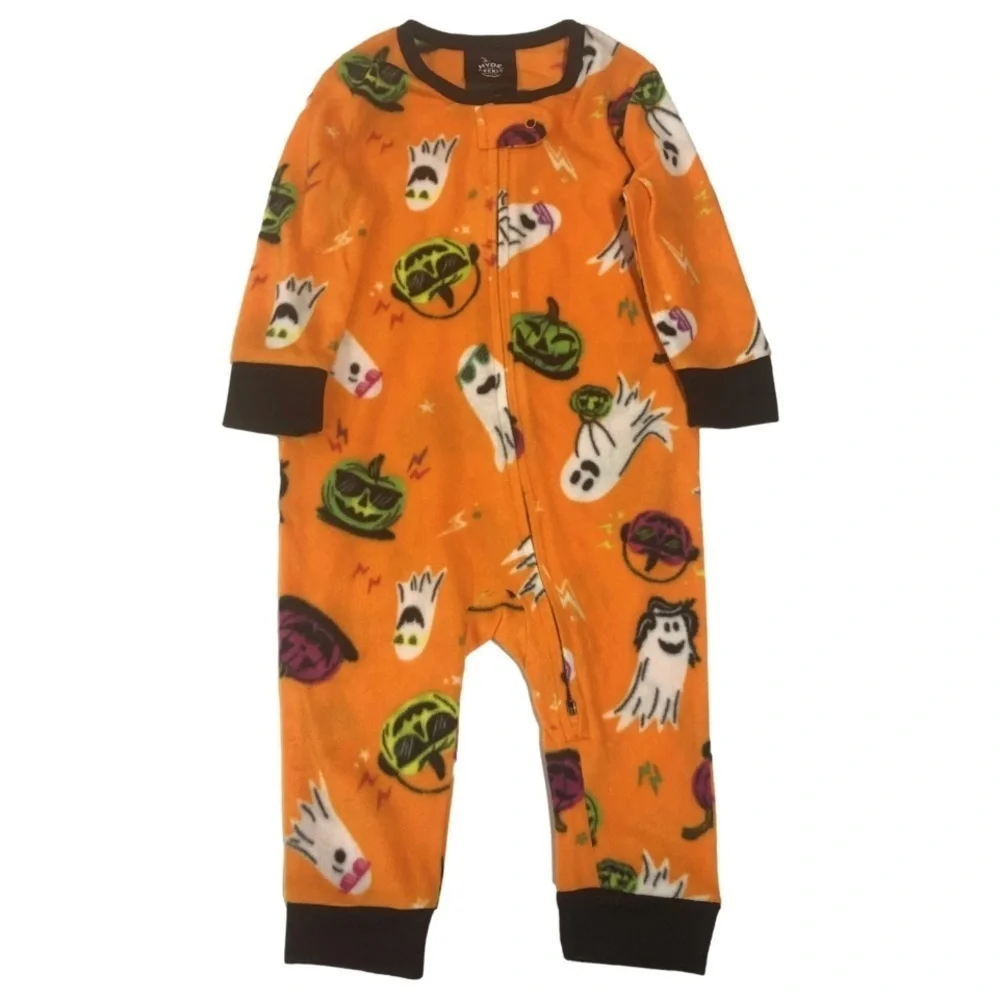 Spooky Orange Halloween Footie Pajama